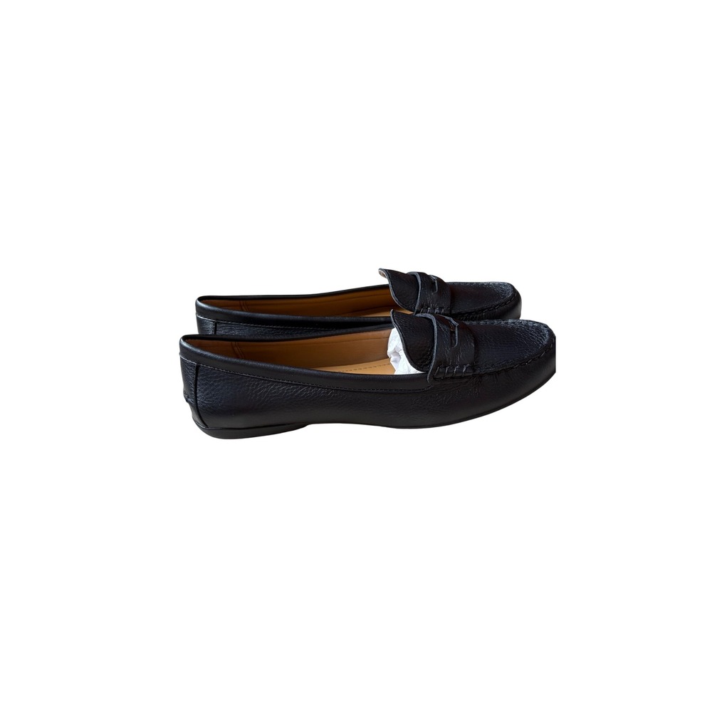Coach Penny Black Pebbled Leather Loafers Q8785 11B Womens Shoes